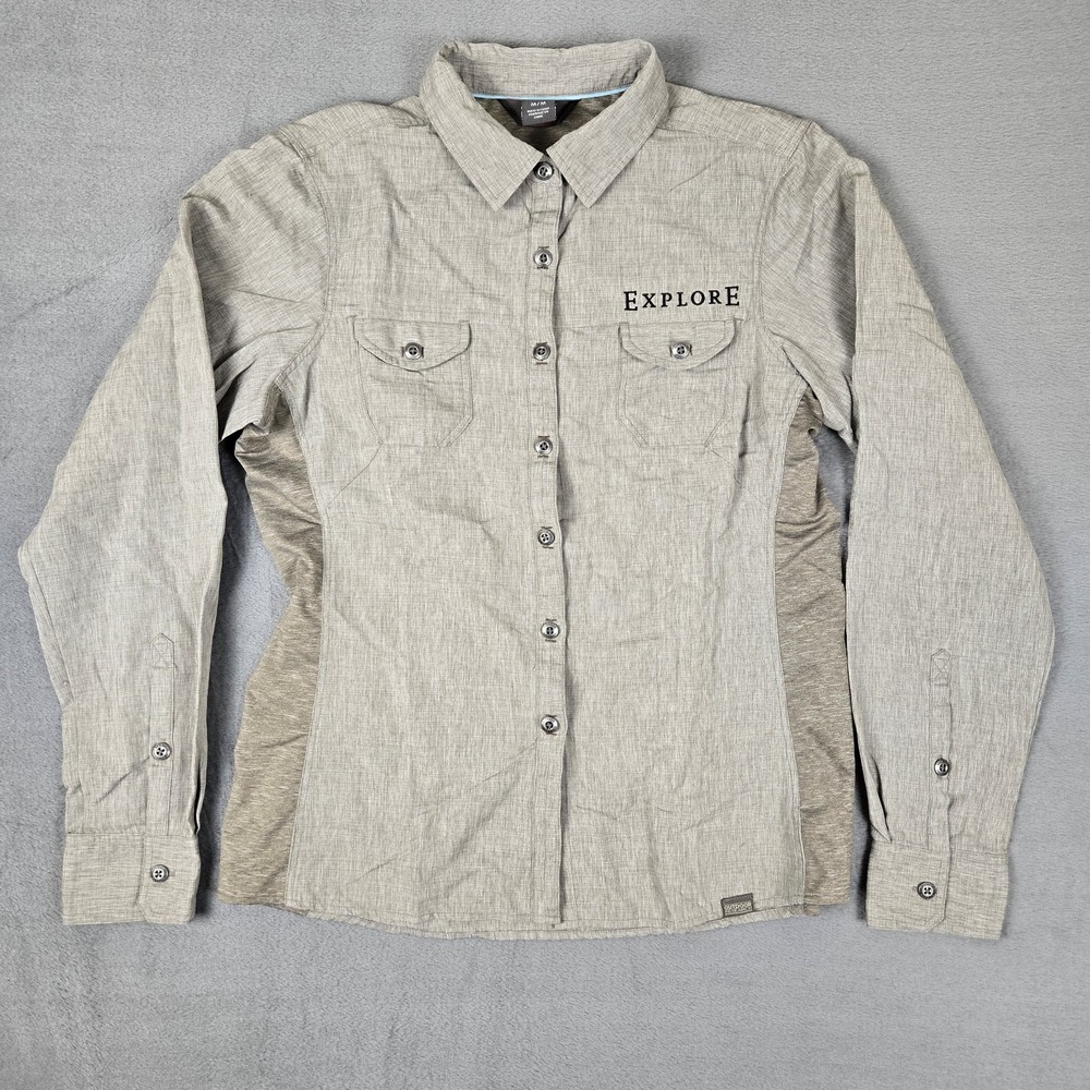 Outdoor Research Top Womens Medium Reflection Long Sleeve Shirt Biege‎ UPF 50+